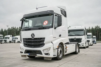 Semi-remorque garé sur une aire d'autoroute lors d'une restriction de circulation poids lourd le week-end en 2026