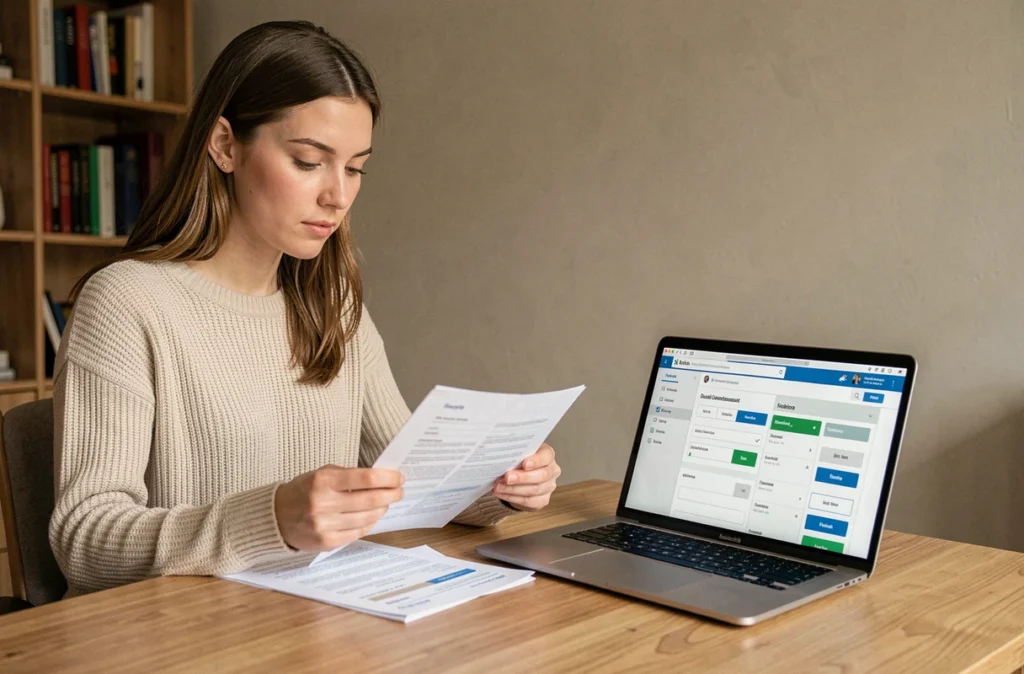 Femme comparant des offres d'assurance quad en ligne pour un Raptor 350 à son bureau